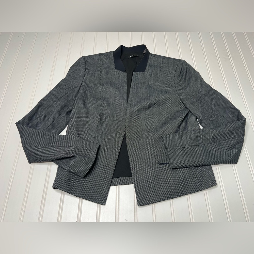 Elie Tahari Suit Jacket Blazer Gray Black Women 6 Career
